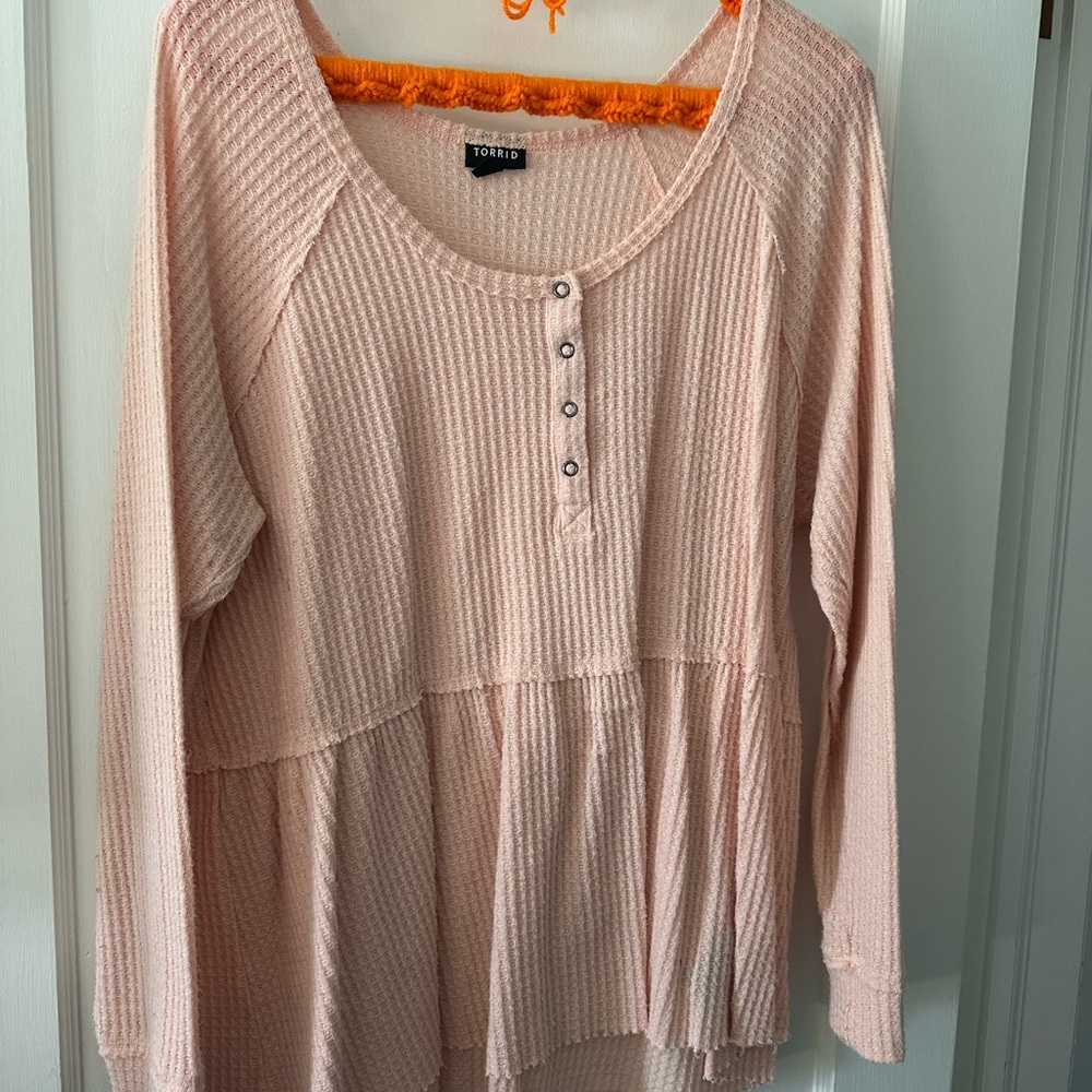 Torrid Blush Waffle Knit Blouse